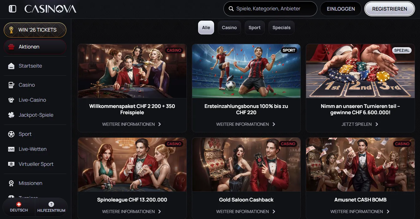 Willkommensbonus und Freispiele im Ausland Casino Schweiz 2026